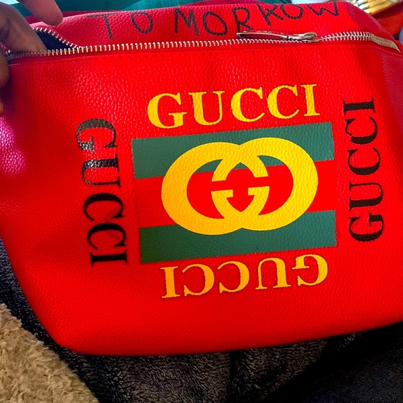 Red leather Gucci bag